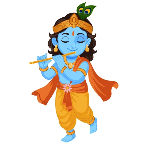 Balkrishna Theme Little Krishna Playing Flute Transparent Sticker